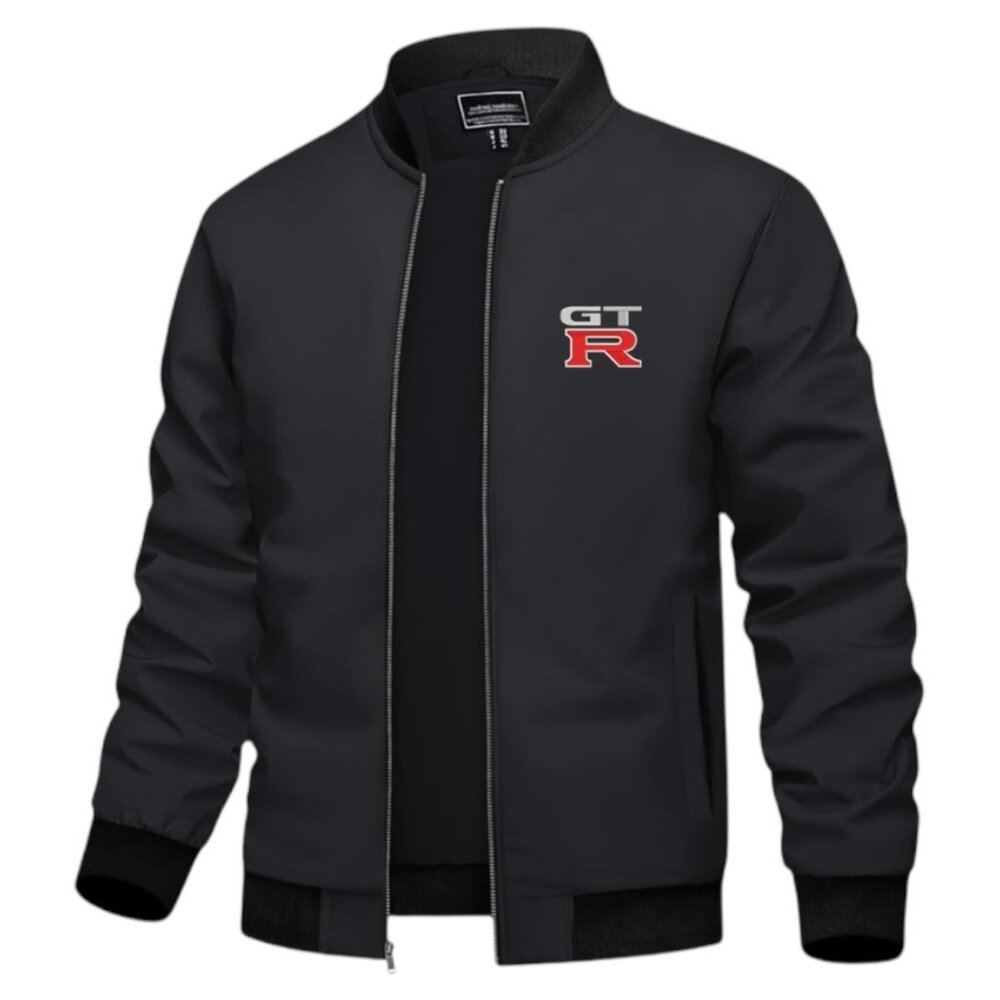 Men's Nissan GTR Car Logo Embroidered Light Weight Bomber Jacket -Black